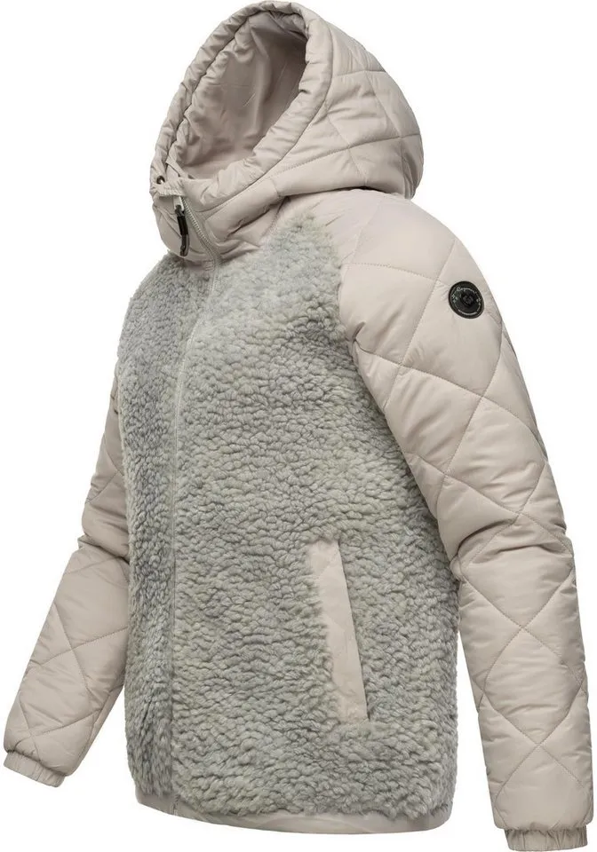 ragwear ragwear Outdoorjacke Leeloo Damen Übergangsjacke aus Teddyfleece mit gesteppten Ärmeln, Braun, – Produktbild 3 von 4