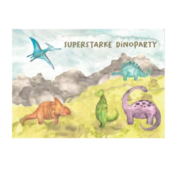 Fines Papeterie Fines Papeterie 5 Einladungskarten DINO Kindergeburtstag Din A6 – Produktbild 1 von 4