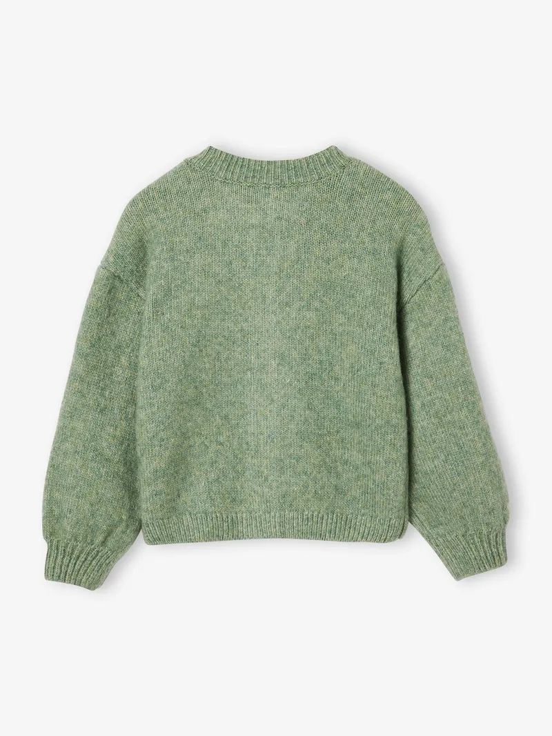 Vertbaudet Strickjacke Mädchen, Grün meliert, – Produktbild 2 von 3