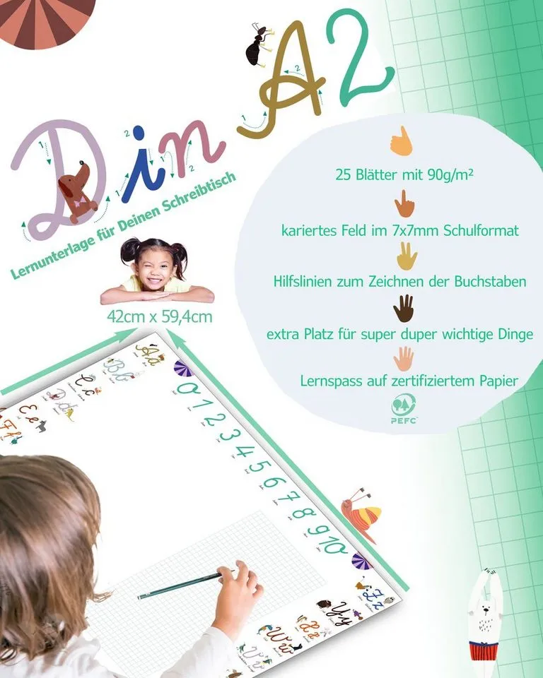 Close Up Schreibtischunterlage ABC Schreibtischunterlage Schreibschrift zum Abreißen – Produktbild 3 von 5