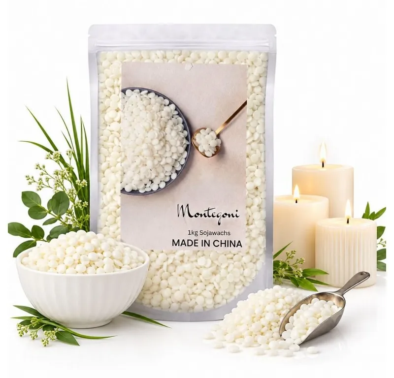 Montegoni Duftkerze 100% natürliches Sojawachs für Kerzen (ohne Zusatzstoffe Premium, 1-tlg., Kerzenwachs für die Kerzenherstellung aus biologischem Anbau), Rein natürlich Sojawachsfloken – Produktbild 1 von 5