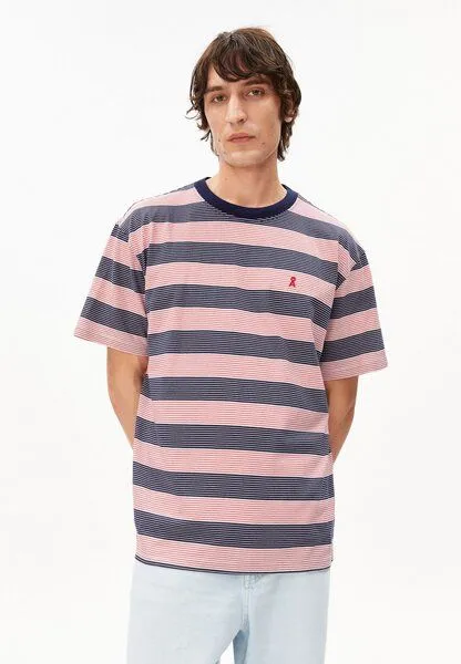 ARMEDANGELS ARMEDANGELS MAARKOS STRIPES Herren T-Shirt aus Bio-Baumwolle, Tinted navy-oatmilk, – Produktbild 1 von 4