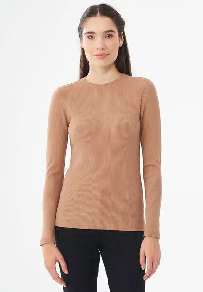 ORGANICATION ORGANICATION Langarmshirt aus Bio-Baumwolle, Light brown, – Produktbild 1 von 4