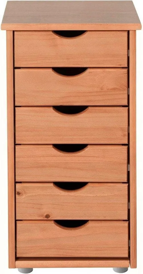 OTTO home Kommode Gava Schubladenschrank mit 6 grifflosen Schubläden, massives Kiefernholz, Stauraummöglichkeiten, Eingefräste Griffmulden, Beige, – Produktbild 3 von 4