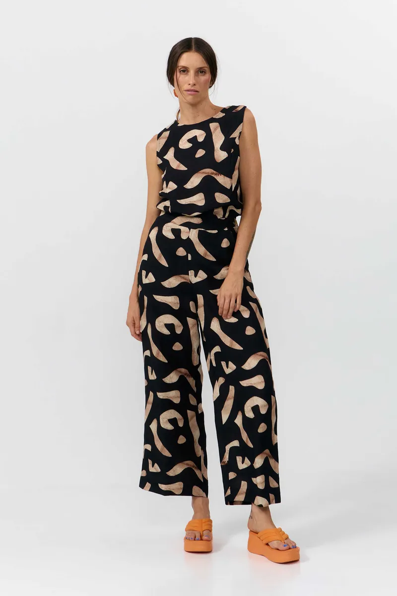 SUITE13LAB SUITE13LAB Damen vegan Hose Hatta Print Stones Schwarz, Schwarz, – Produktbild 2 von 2