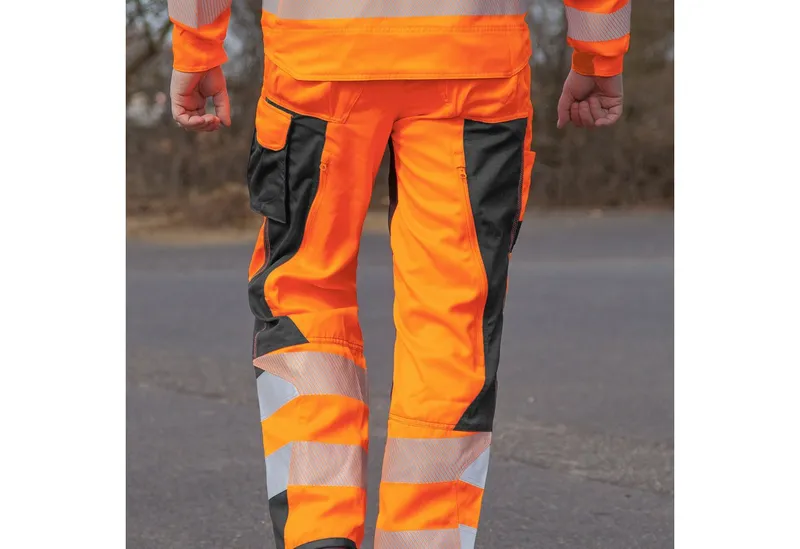 Qualitex Workwear Arbeitsbundhose modern Warnschutz-Arbeitshose (PSA Kat 2) aus Lyocell,Cordura&Stretch (2-tlg) funktionale Werkstatthose mit 13 Taschen - Atmungsaktiv - Dehnbund, Schwarz, – Produktbild 4 von 4