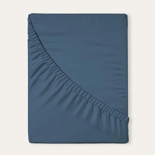 KUSHEL KUSHEL Bettlaken Spannbettlaken aus Bio Baumwolle, Fjord blue (blau), – Produktbild 1 von 3