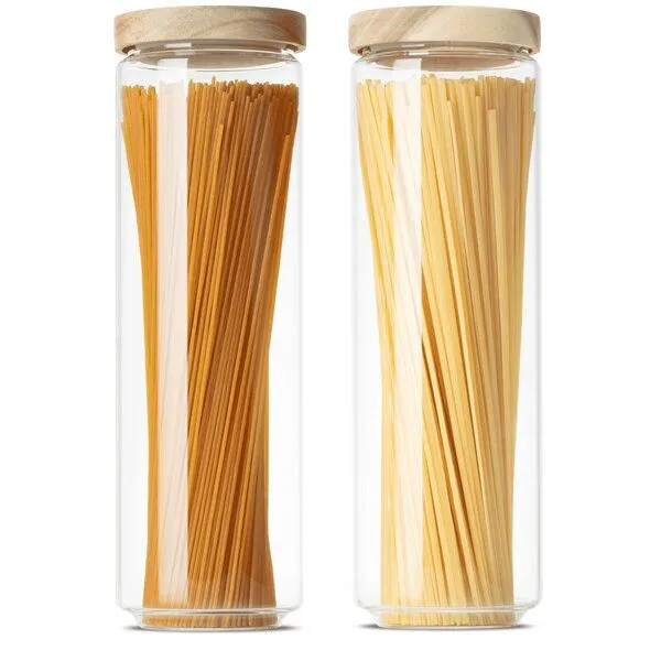 Econovo Econovo Große Vorratsgläser mit Holzdeckel 1500ml Set 2-tlg. Rund – Produktbild 1 von 4