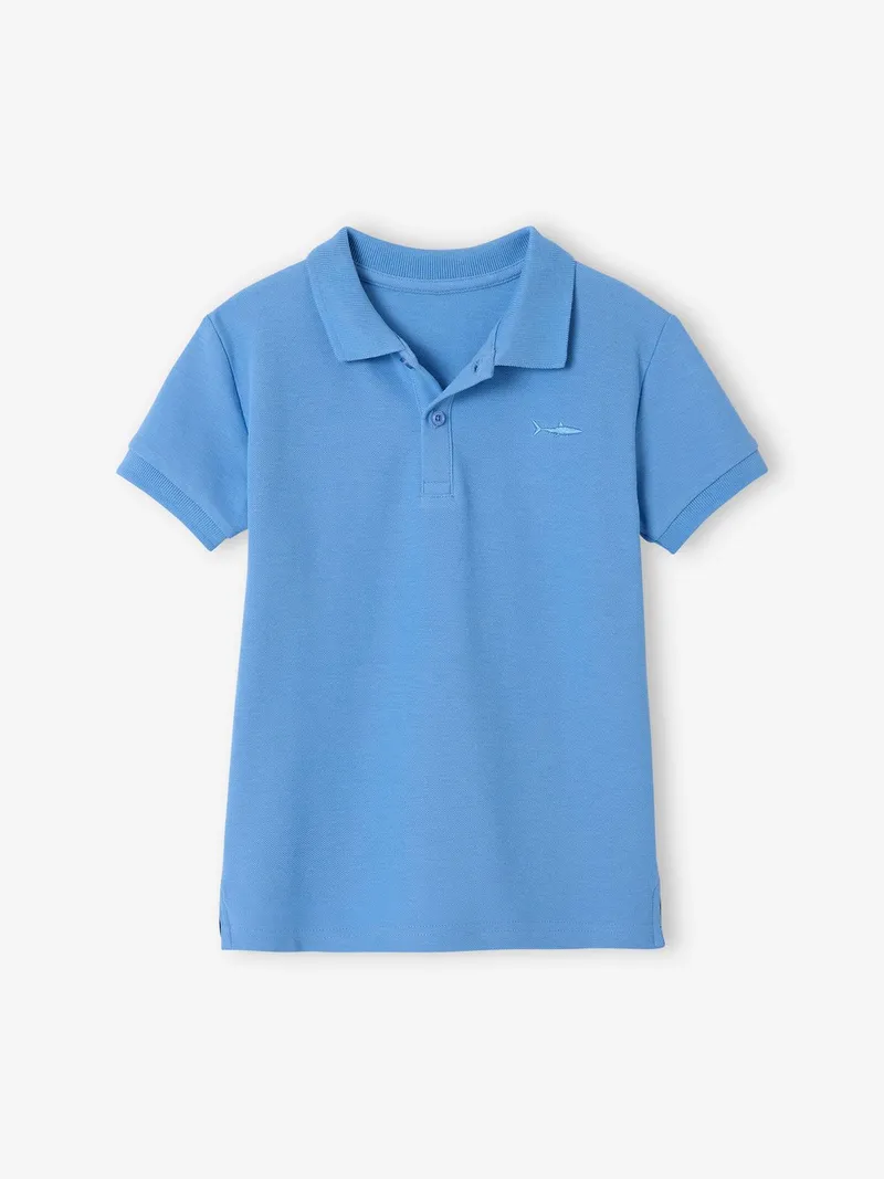 Vertbaudet Jungen Poloshirt mit Hai-Stickerei, Graublau, – Produktbild 1 von 2