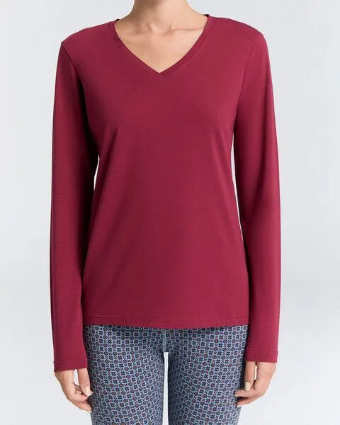 Leela Cotton Leela Cotton Damen V-Neck Shirt Bio Baumwolle Elasthan, Rosarot, – Produktbild 1 von 5