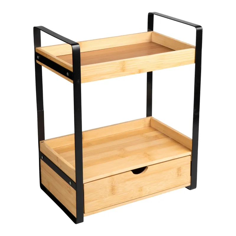 genialo genialo Bambus-Küchenregal, Braun | schwarz, – Produktbild 1 von 3