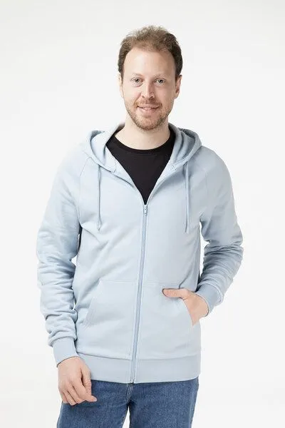 Evermind Evermind Unisex Kapuzenjacke aus Bio-Baumwolle, Blauer nebel, – Produktbild 2 von 4