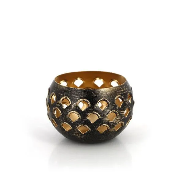 GLOBO Fair Trade GLOBO Fair Trade Windlicht SHELL Schwarz aus Eisenblech, Fair Trade aus Indien – Produktbild 1 von 4