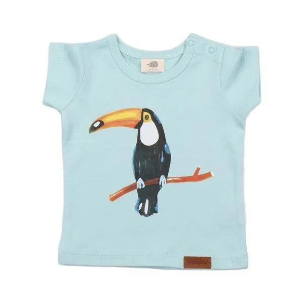 Walkiddy Kinder T-Shirt GOTS zertifiziert Bio-Baumwolle, Hellmint, Tukan-Motiv, Walkiddy – Produktbild 1 von 2