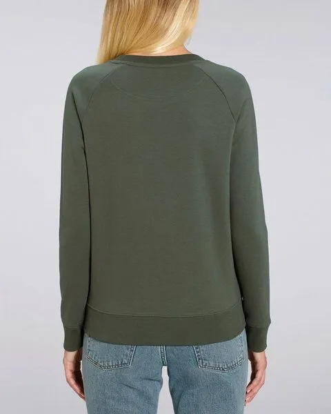 Human Family Human Family Bio Damen Rundhals Sweatshirt "Feel - Endless Love" - in 7 Farben, Khaki, – Produktbild 4 von 4