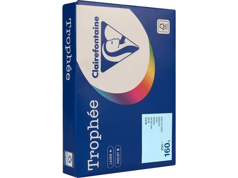 Clairefontaine 250 Blatt Clairfontaine Farbiges Kopierpapier "Trophee" 160 g/m², DIN A4, hellblau – Produktbild 1 von 1