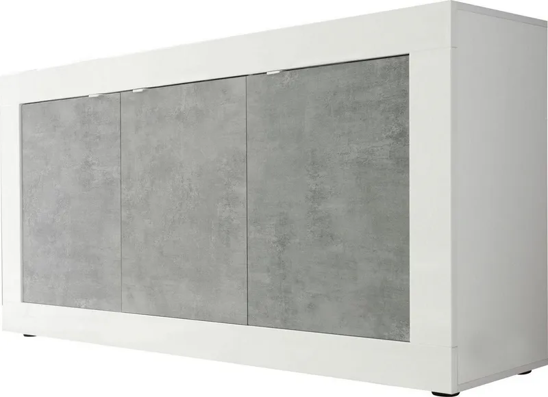 Home affaire Sideboard Basic Breite 160 cm, Kommode 3 Türen, Anrichte, Metallgriff, moderne Rahmenoptik, viel Stauraum, Farbauswahl, Weiß, – Produktbild 2 von 8