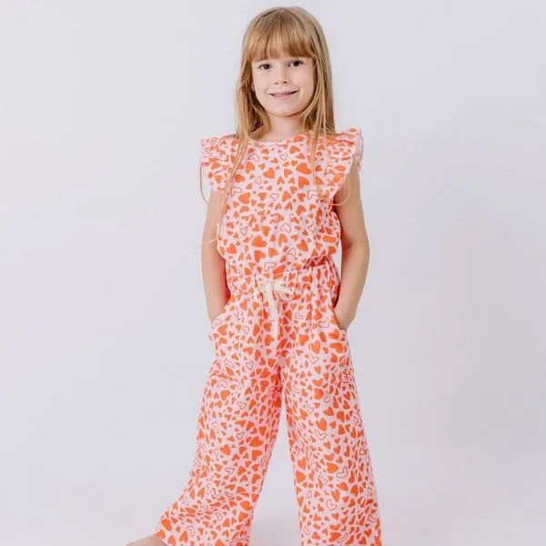 Walkiddy Hose Rosa Herzen Allover Musselin Bio-Baumwolle GOTS – Walkiddy – Produktbild 1 von 3