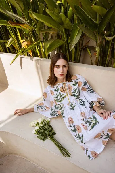 Haus of Namaste Haus of Namaste Ballonkleid kurz aus Bio-Baumwolle „Marigold Kurzkleid“ , handbedruckt mit veganen Farben – Produktbild 4 von 4