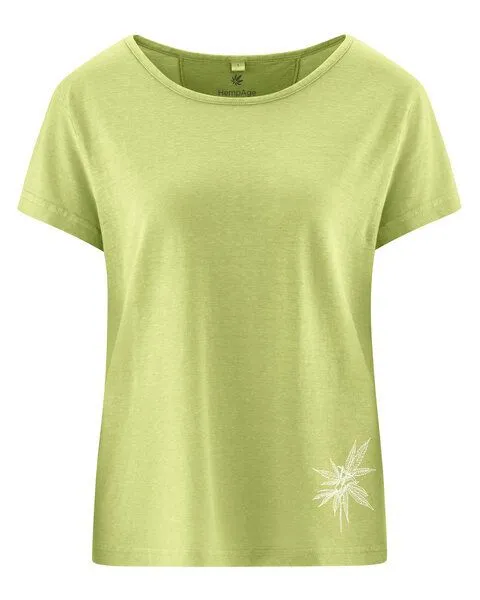 HempAge HempAge Damen T-Shirt mit Print Hanf/Biobaumwolle, Bamboo (grün), – Produktbild 3 von 4