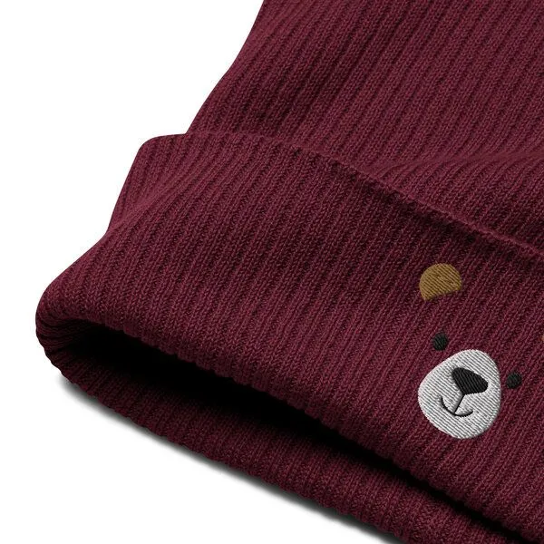 PepMelon Bärengesicht Bio-Rippmütze, Burgundy (rot), – Produktbild 3 von 4