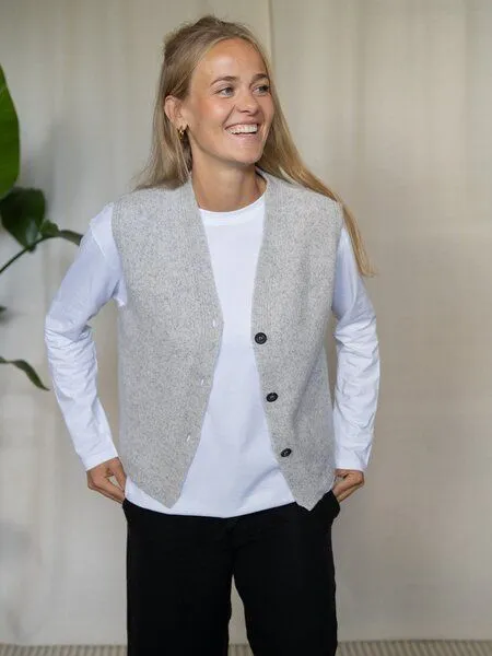 FUXBAU FUXBAU Frauen Merino Strickweste, Graumeliert, – Produktbild 2 von 4