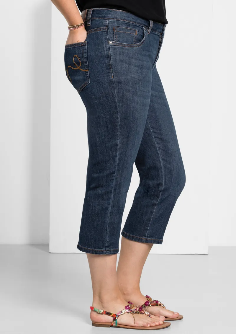 sheego Caprijeans dark blue denim, Dark blue denim, – Produktbild 2 von 2