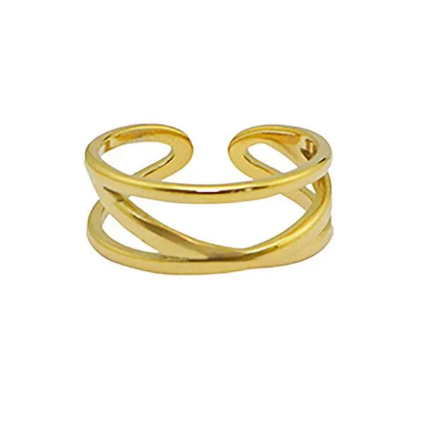 ELEKTROPULLI Größenverstellbarer BOHO Triple Ring ca. Ø 17 - 19mm von Elektropulli, Gold, – Produktbild 1 von 1