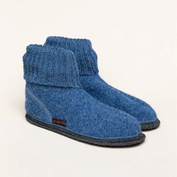 Kitz-Pichler Kitz-Pichler Hüttenschuh Ötz - Hausschuh für Damen & Herren aus 100% Schurwolle, Jeansblau, – Produktbild 1 von 4