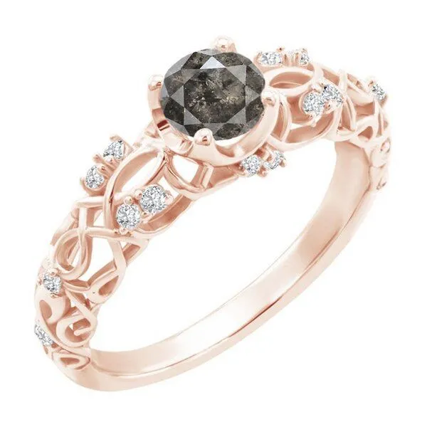 Eppi Eppi Verlobungsring im Vintage-Stil mit einem Salt and Pepper Diamanten Chantal – Produktbild 1 von 1