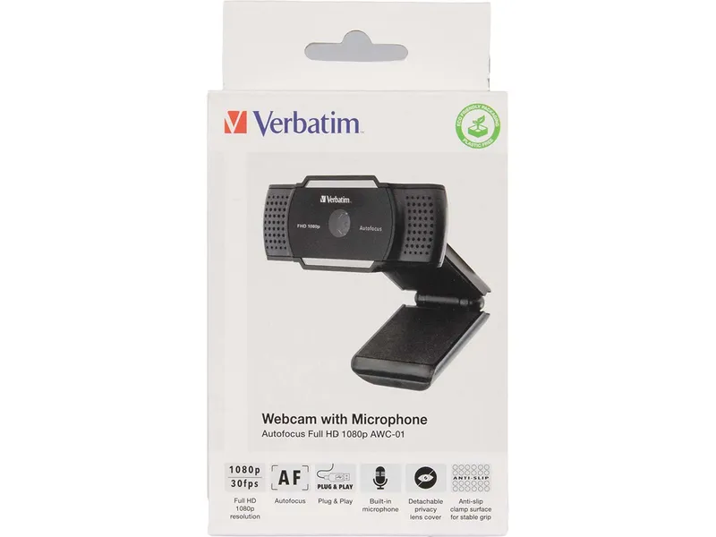 Verbatim Verbatim Webcam "AWC-01", Full HD, Schwarz, – Produktbild 2 von 4