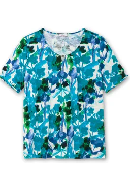 sheego Kurzarmshirt türkis-gemustert – Produktbild 1 von 1