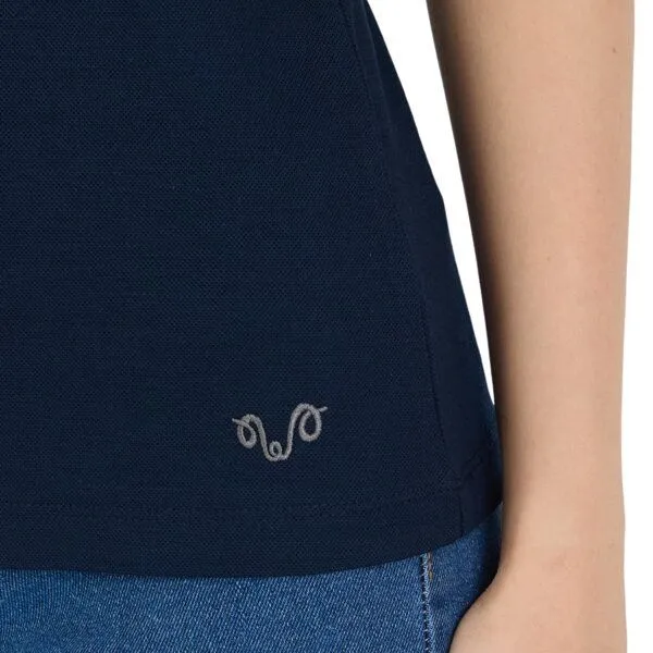 Woolona Woolona Merino Casual Damen Polo-Shirt - 100% Merinowolle, Navy, – Produktbild 3 von 3