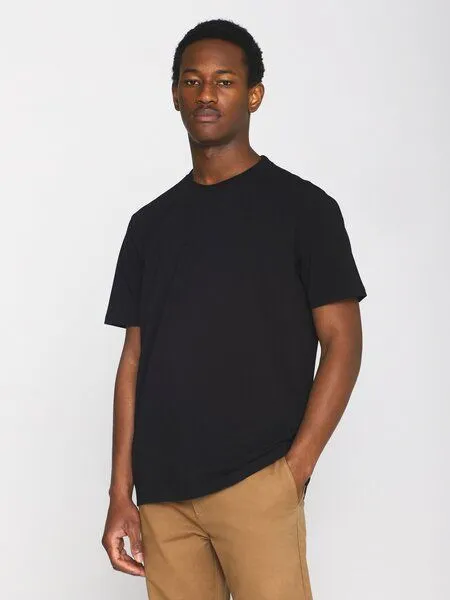 KnowledgeCotton Apparel KnowledgeCotton Apparel 3-Pack Basic T-Shirts aus Bio-Baumwolle, Schwarz (black jet), – Produktbild 3 von 4