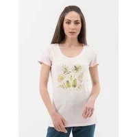 ORGANICATION ORGANICATION Garment Dyed T-Shirt aus Bio-Baumwolle mit Blatt-Print, Powder, – Produktbild 1 von 1