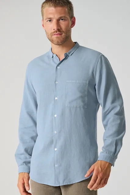 HempAge Hempage Herren vegan Langarmhemd Rauchblau, Blau, – Produktbild 2 von 2