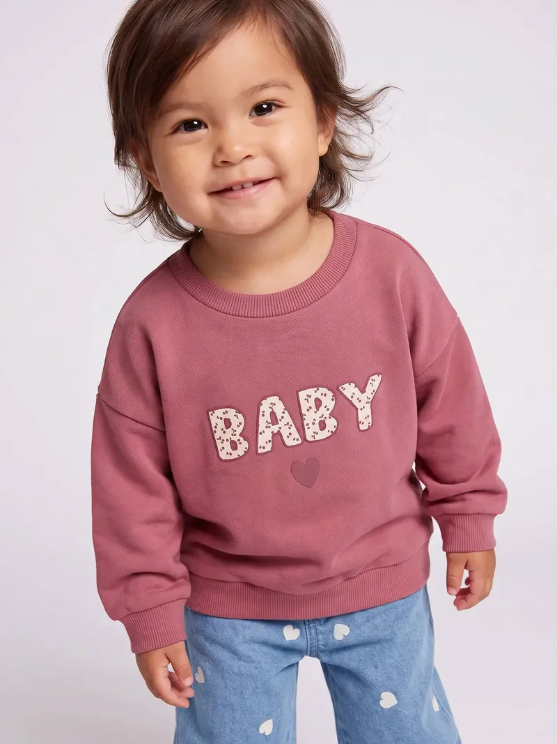 Vertbaudet Baby Sweatshirt mit Motiv vorn BASIC, Himbeer, – Produktbild 2 von 4