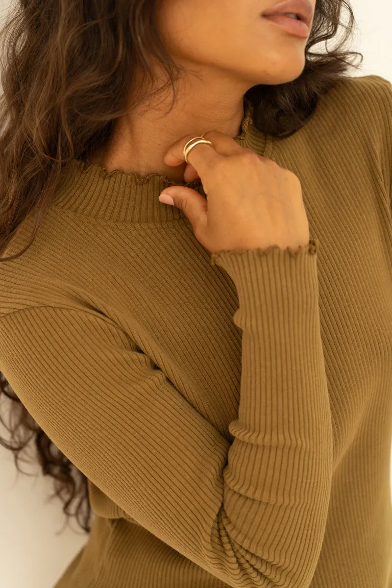 Näz Näz Damen vegan Rollkragenpullover Ava Olive, Olivgrün, – Produktbild 2 von 2