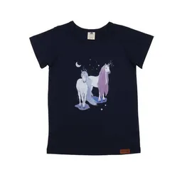 Walkiddy Kinder T-Shirt GOTS zertifiziert, 95% Bio-Baumwolle, dunkelblau, Tier-Print, weich & bequem, Unisex – Walkiddy – Produktbild 1 von 1