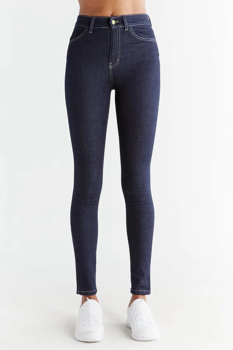 Evermind Evermind Damen vegan Jeans Skinny Fit Dunkel Schiefer Blau, Extra dunkelblau, – Produktbild 2 von 2