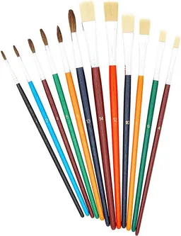 TSI Schreibwaren Malpinsel Pinselset 12 St Vegan Haar- + Borstenpinsel Haar 1 2 4 6 8 10 Borsten – Produktbild 1 von 1