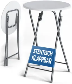 Casaria® Stehtisch Ø60cm klappbar Holzdekor Weiß – Produktbild 1 von 1