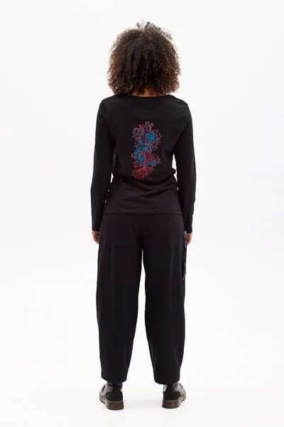 KOKOworld KOKOworld Damen Bluse Tamal aus Fairtrade Bio-Baumwolle – GOTS zertifiziert, 100% Bio-Baumwolle Fairtrade, Schwarz (black tree), – Produktbild 1 von 4