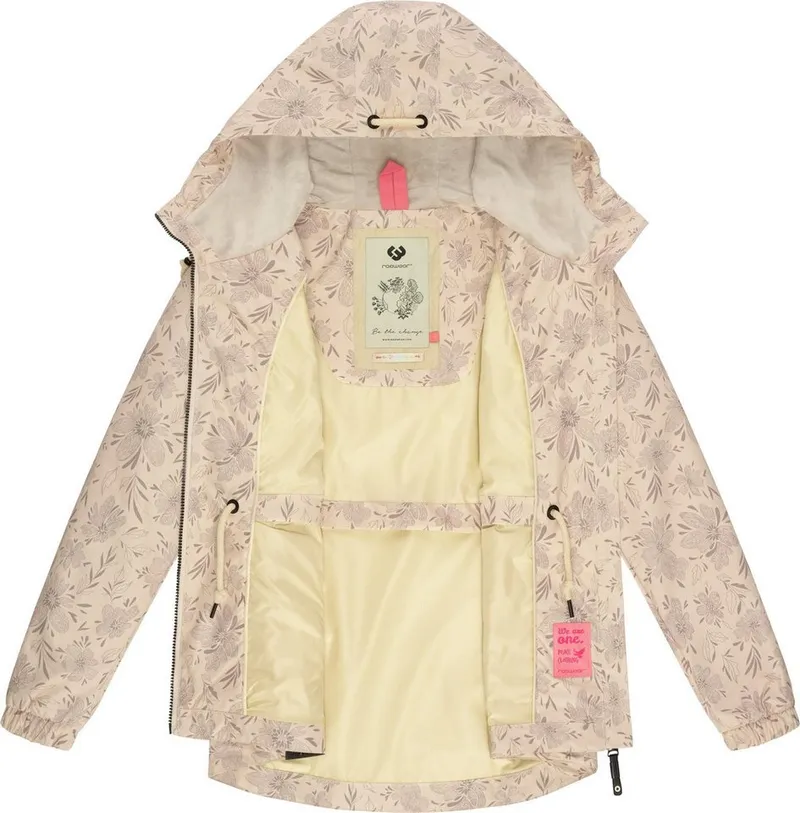 ragwear ragwear Outdoorjacke Dankka Spring Wasserdichte Damen Jacke mit floralem Allover-Print, Beige|braun, – Produktbild 1 von 4