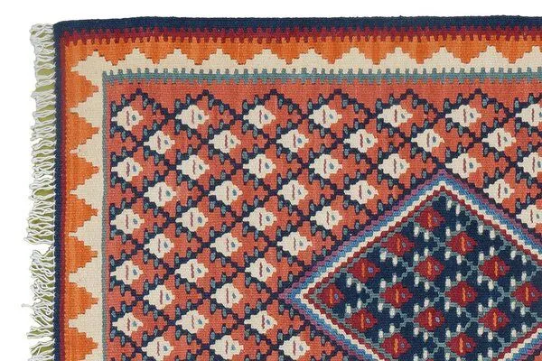 Rugtales Kelim Senneh Rot „Rugtales“ aus Schurwolle, 62x88 cm, Rot, – Produktbild 4 von 4