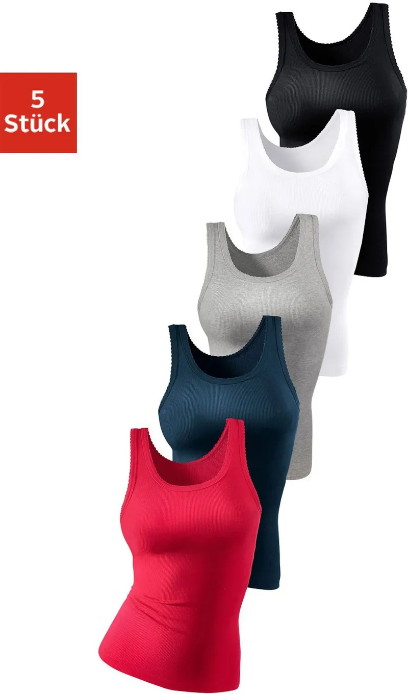 petite fleur by Lascana Unterhemd rot, marine, grau-meliert, weiß, schwarz, Rot, marine, grau-meliert, weiß, schwarz, – Produktbild 2 von 3