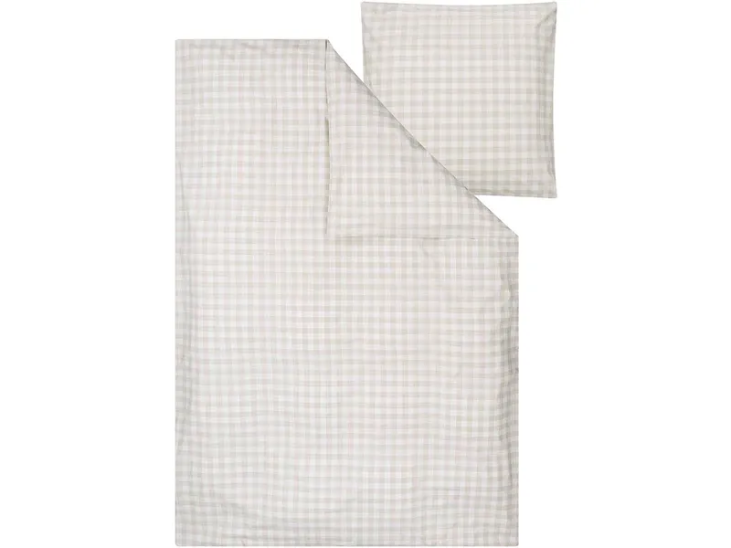 MELA Perkal Bettwäsche Set MAJULI Check | von MELA | Fairtrade & GOTS zertifiziert, Birke / naturweiss karo, – Produktbild 1 von 5