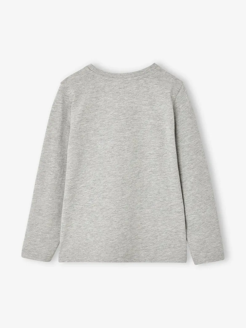 Vertbaudet Jungen Langarmshirt mit witzigem Sport-Print, Grau meliert, – Produktbild 4 von 4
