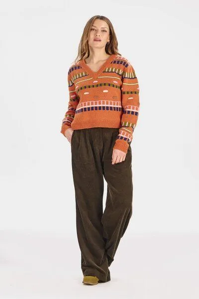 KOMODO KOMODO Cord-Hose Wide Leg Modell: Lola, Khaki (grün), – Produktbild 1 von 4