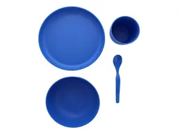 ajaa Kindergeschirr Set 4-teilig blue Enthält Teller, Becher, Schale und Löffel – Produktbild 1 von 1